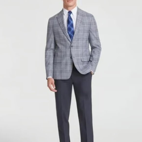 Tommy Hilfiger Men's 36 S Modern-Fit Flex Stretch Sport Coat Grey Blue Plaid NWT - Picture 3 of 3